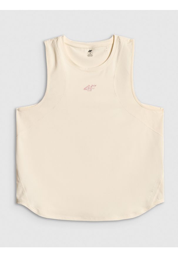 4f - 4F Top treningowy regular szybkoschnący damski - biały L. Kolor: biały. Materiał: materiał, włókno. Sport: fitness