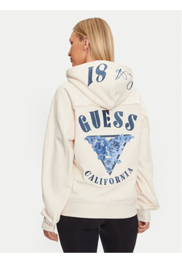Guess Bluza W4BQ05 KBY51 Écru Regular Fit. Materiał: bawełna