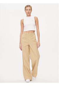 Tommy Jeans Spodnie materiałowe Claire DW0DW17314 Beżowy Wide Leg. Kolor: beżowy. Materiał: bawełna #5