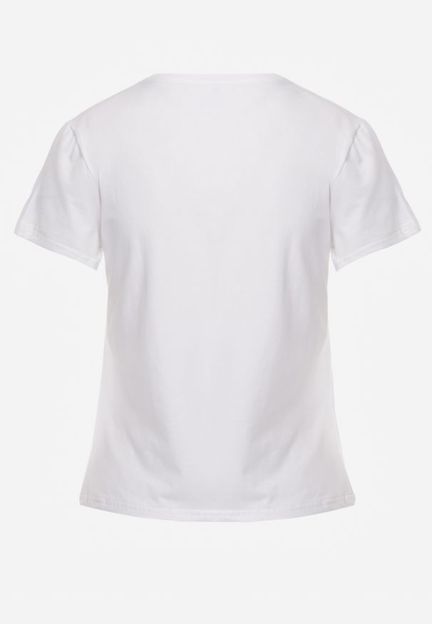 Renee - Biały Casualowy Bawełniany T-shirt Rivali. Okazja: na co dzień. Kolor: biały. Materiał: bawełna. Styl: casual
