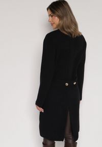 Born2be - Czarny Elegancki Długi Płaszcz Dwurzędowy Oritusa. Okazja: na co dzień, na spacer. Kolor: czarny. Materiał: jeans. Długość: długie. Styl: elegancki #6