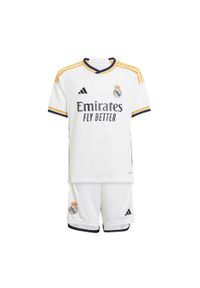 Adidas - Zestaw Real Madrid 23/24 Home Kids. Kolor: biały. Materiał: materiał