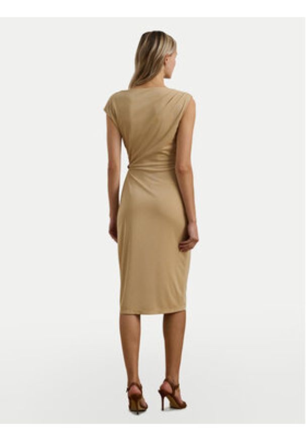 Lauren Ralph Lauren - LAUREN RALPH LAUREN Sukienka codzienna 250964076001 Beżowy Slim Fit. Okazja: na co dzień. Kolor: beżowy. Materiał: syntetyk. Typ sukienki: proste. Styl: casual