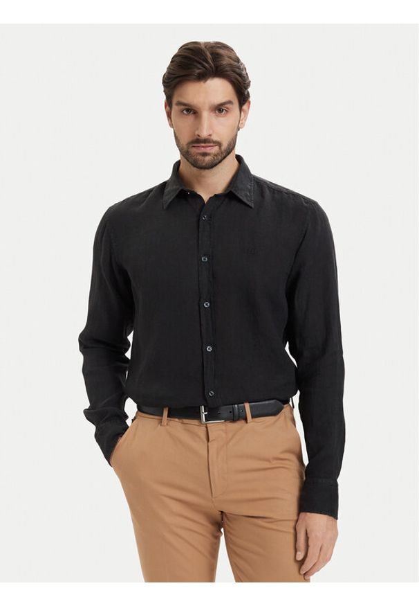 BOSS Koszula Relegant 50567579 Czarny Regular Fit. Kolor: czarny. Materiał: len