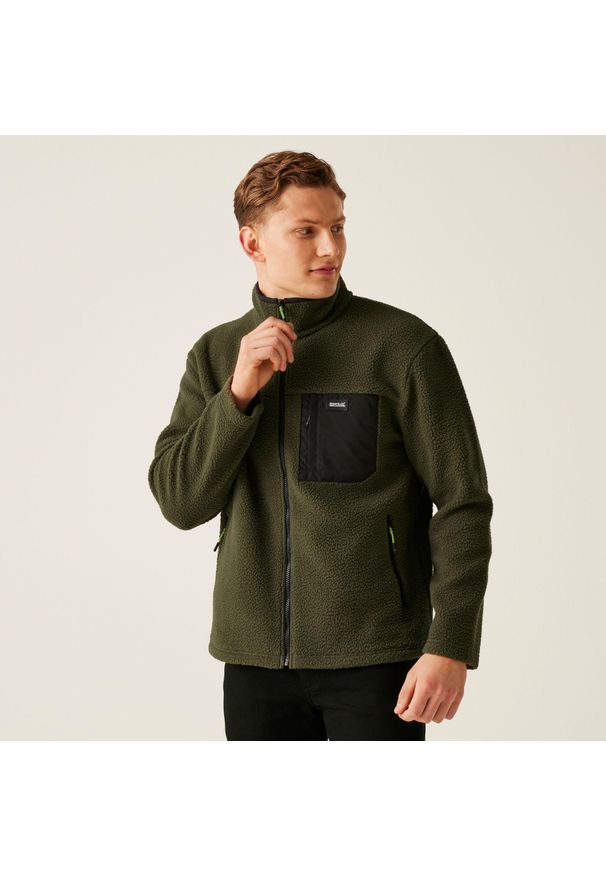Regatta - Polar turystyczny męski Frankie Borg. Kolor: zielony. Materiał: polar. Sport: turystyka piesza