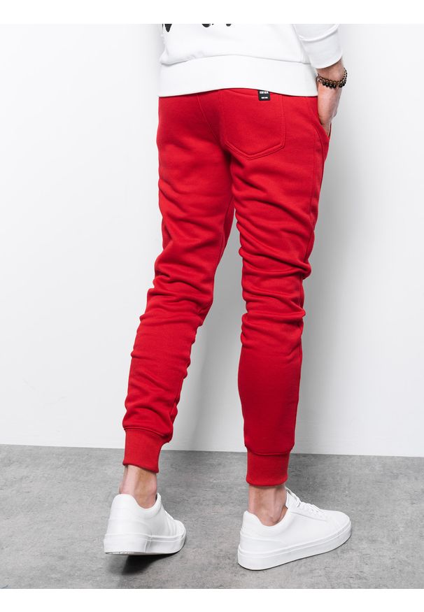 Ombre Clothing - Spodnie męskie dresowe JOGERRY - czerwony V12 - Rozmiar: L. Kolor: czerwony. Materiał: dresówka