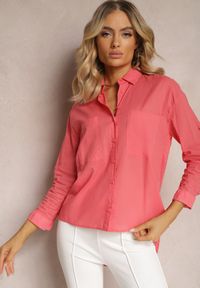 Renee - Różowa Klasyczna Koszula z Bawełny z Kieszonkami Jaela. Okazja: na co dzień. Kolor: różowy. Materiał: bawełna. Styl: klasyczny #5