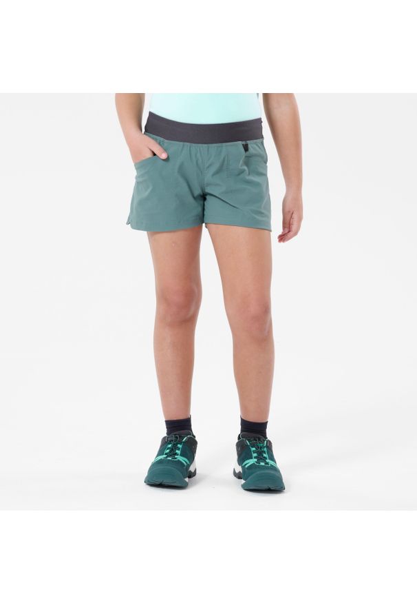 quechua - Spodenki turystyczne dla dzieci Quechua MH500. Kolor: zielony. Materiał: materiał, poliamid, poliester, elastan. Sezon: lato
