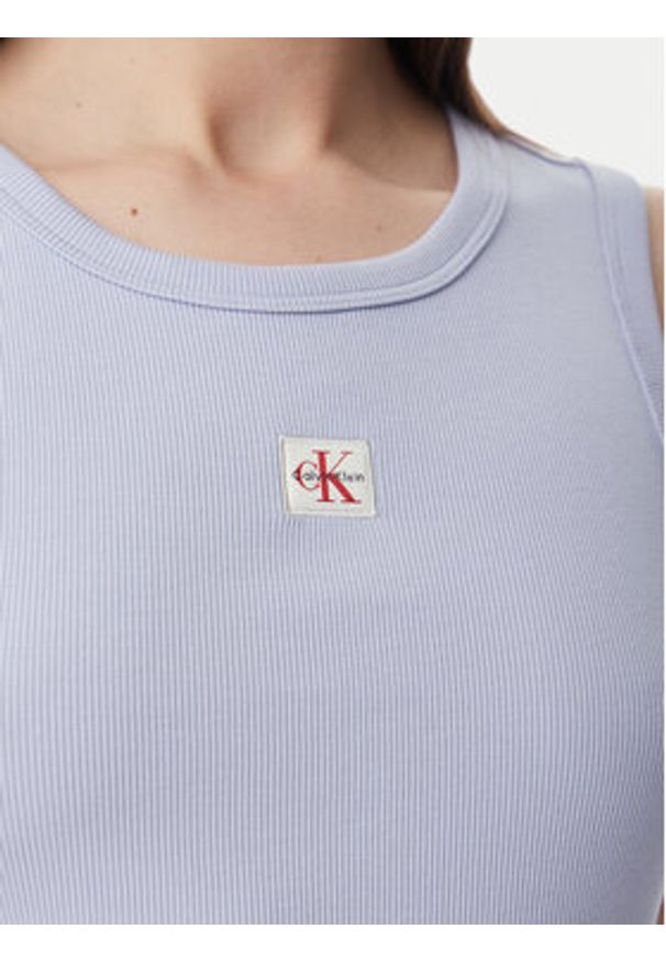 Calvin Klein Jeans Top LV047C201G Niebieski jasny Slim Fit. Kolor: niebieski. Materiał: bawełna