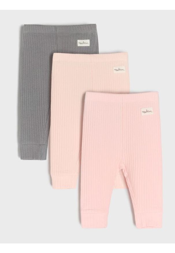 Sinsay - Legginsy 3 pack - różowy. Kolor: różowy. Materiał: materiał, prążkowany