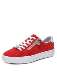 Rieker Sneakersy L59L1-33 Czerwony. Kolor: czerwony. Materiał: zamsz, skóra