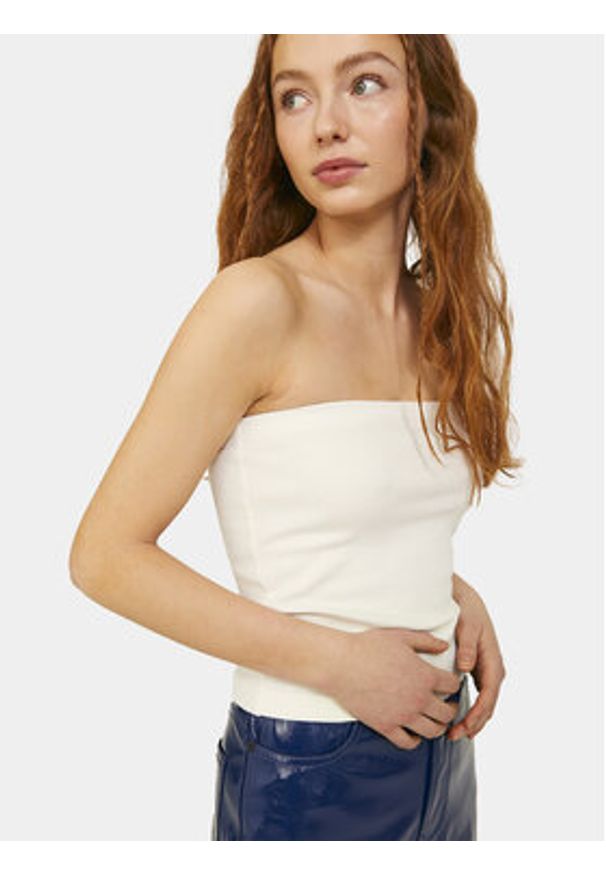 JJXX Top Fiona 12234188 Biały Slim Fit. Kolor: biały. Materiał: bawełna