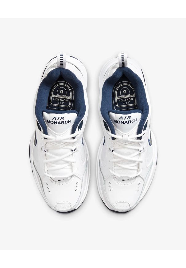 Sneakersy męskie Nike Air Monarch IV. Okazja: na co dzień. Kolor: biały. Materiał: skóra, syntetyk. Szerokość cholewki: normalna. Sport: fitness