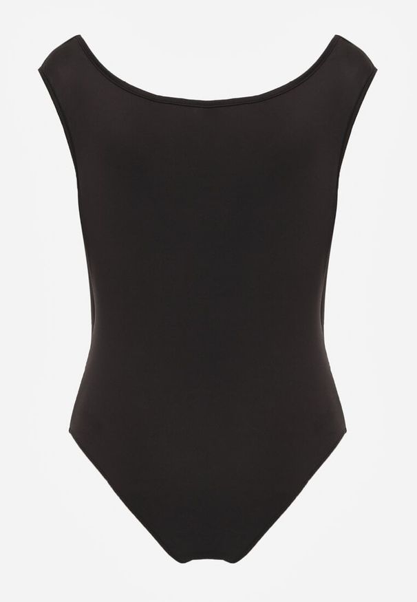 Renee - Czarne Kopertowe Body Bez Rękawów Edalwen. Okazja: na imprezę. Kolor: czarny. Materiał: skóra. Długość rękawa: bez rękawów. Styl: elegancki