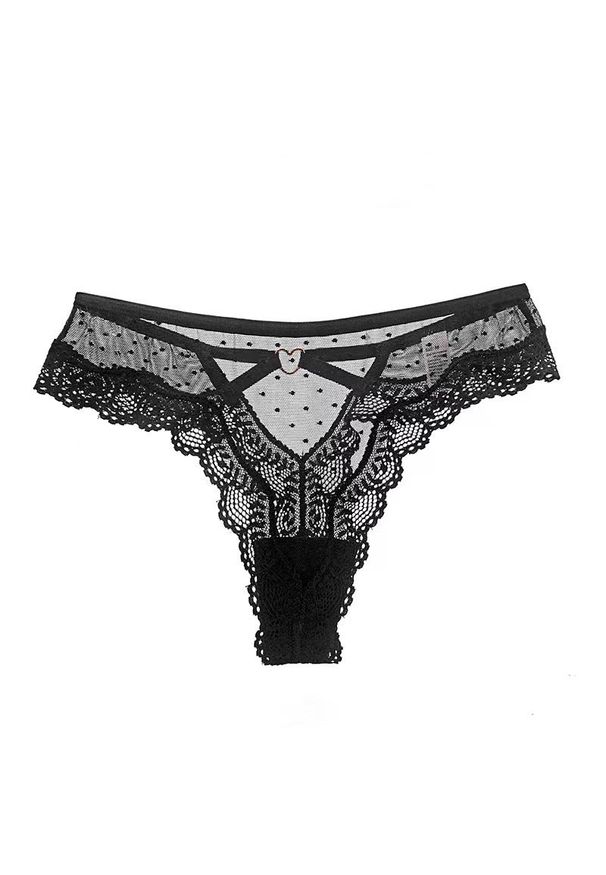 Intica - Stringi koronkowe z paseczkami na specjalne okazje Guenievre. Kolor: czarny. Materiał: koronka. Wzór: koronka