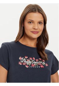 Pepe Jeans T-Shirt Ginny PL505945 Granatowy Regular Fit. Kolor: niebieski. Materiał: bawełna