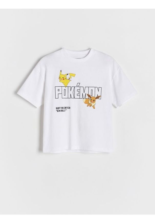 Reserved - T-shirt Pokémon - złamana biel. Materiał: bawełna, dzianina