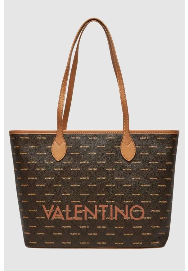 Valentino by Mario Valentino - VALENTINO Duża brązowa shopperka Liuto. Kolor: brązowy
