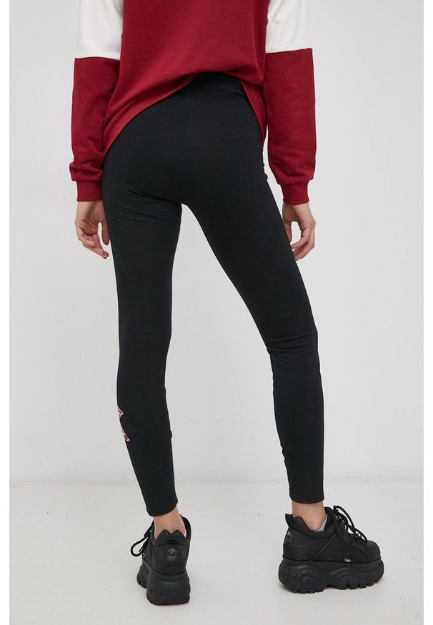 Diadora Legginsy damskie kolor czarny z nadrukiem. Stan: podwyższony. Kolor: czarny. Materiał: bawełna. Wzór: nadruk