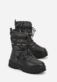 Born2be - Czarne Pikowane Śniegowce z Oryginalnym Wiązaniem Zetilde. Okazja: na co dzień, na spacer, na uczelnię. Kolor: czarny. Materiał: dresówka. Styl: sportowy, casual, elegancki #2