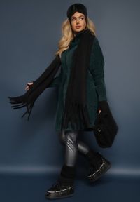 Renee - Ciemnozielony Płaszcz z Bawełną Oversize Brumisia. Kolor: zielony. Materiał: bawełna. Długość rękawa: długi rękaw. Długość: długie. Sezon: jesień, zima #3