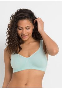 bonprix - Biustonosz typu T-shirt bez fiszbinów z bawełny (2 szt.). Kolor: zielony. Materiał: bawełna #1