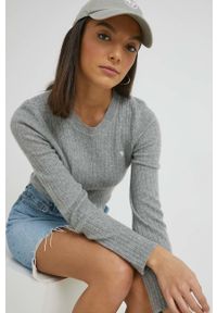 Abercrombie & Fitch sweter kaszmirowy damski kolor szary lekki. Kolor: szary. Materiał: kaszmir. Długość rękawa: długi rękaw. Długość: długie #1