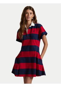 Polo Ralph Lauren Sukienka codzienna 211971761001 Czerwony Regular Fit. Okazja: na co dzień. Typ kołnierza: polo. Kolor: czerwony. Materiał: bawełna. Typ sukienki: proste. Styl: casual #1