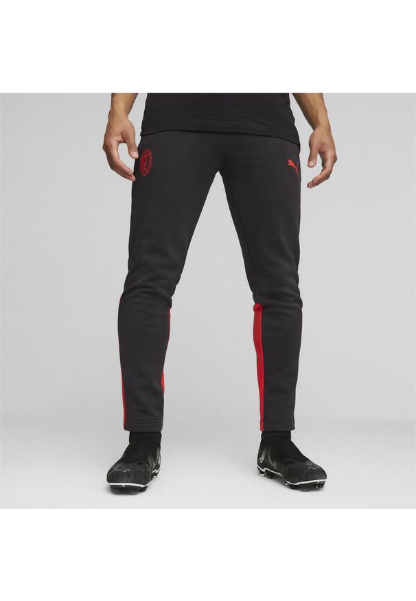 Spodnie Puma Acm Casuals Pants, Mężczyźni. Kolor: czarny, wielokolorowy, czerwony. Materiał: poliester, bawełna. Sport: piłka nożna