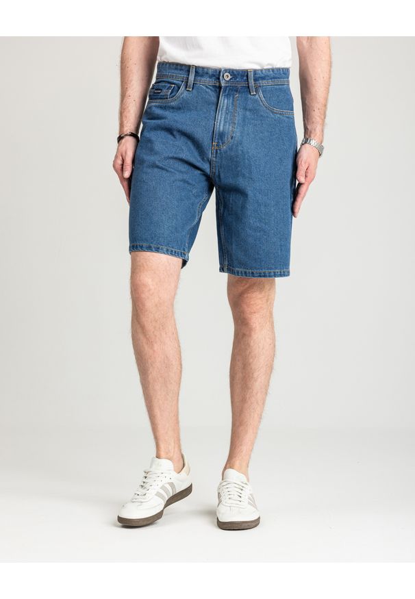 MARCUS - Męskie Spodenki Jeansowe Marcus Justin 2239 Shorts Med. Blue Wash 2-7000168. Materiał: jeans