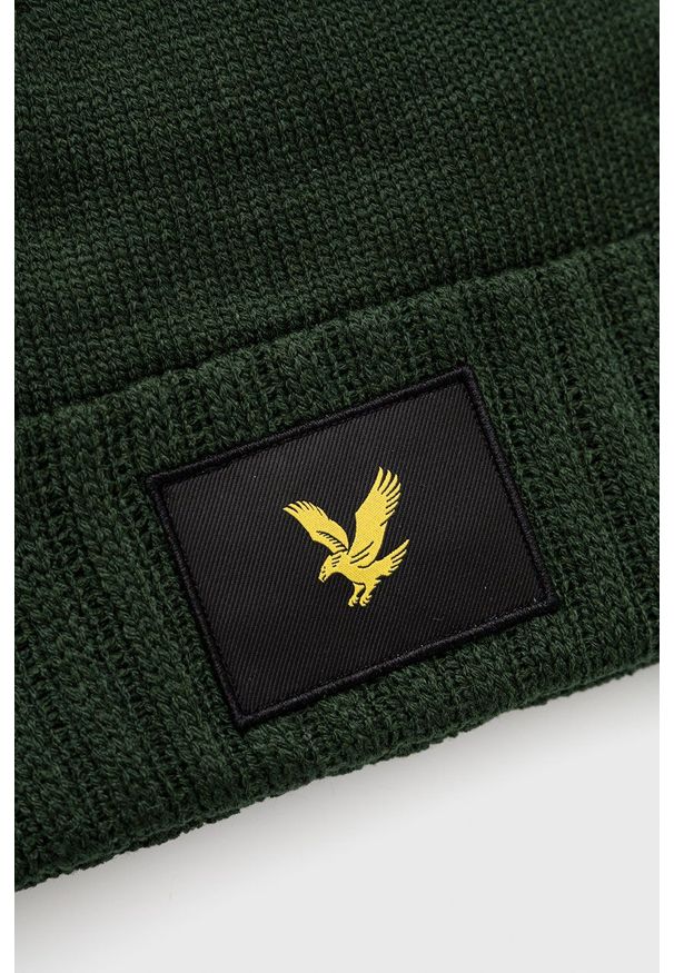 Lyle & Scott - Czapka. Kolor: zielony. Materiał: dzianina, poliester