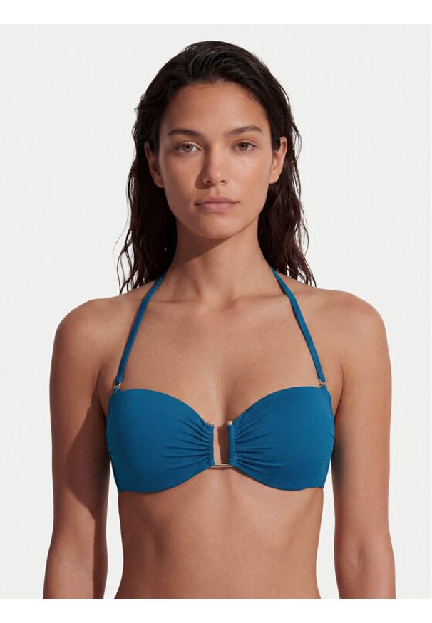 Max Mara Beachwear Góra od bikini Amelia 2616821239 Turkusowy. Kolor: turkusowy. Materiał: syntetyk