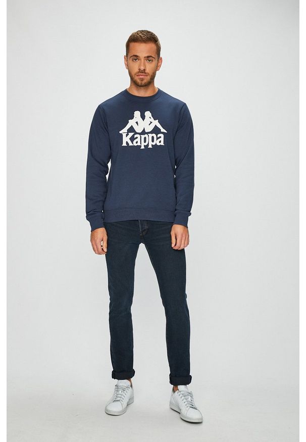 Kappa - Bluza. Okazja: na co dzień. Kolor: niebieski. Materiał: dzianina. Wzór: nadruk. Styl: casual