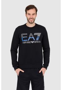 EA7 Emporio Armani - EA7 Czarna bluza męska z niebieskim logo. Kolor: czarny #1