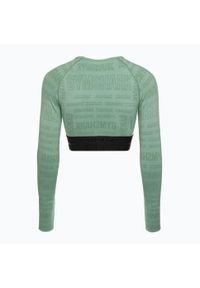 GYMSHARK - Top treningowy longsleeve damski Gymshark Vision Crop Top. Kolor: zielony. Długość rękawa: długi rękaw. Sport: fitness