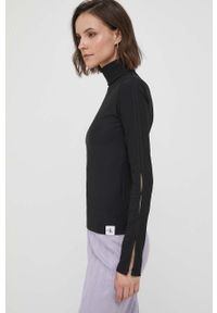 Calvin Klein Jeans longsleeve damski kolor czarny z golfem. Typ kołnierza: golf. Kolor: czarny. Materiał: dzianina, prążkowany. Długość rękawa: długi rękaw. Wzór: gładki #5