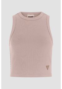 Guess - GUESS Różowy damski tank top prążkowany Edie, Rozmiar L. Okazja: na co dzień. Kolor: różowy. Materiał: prążkowany. Styl: casual #5