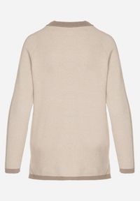 Born2be - Beżowy Sweter Ozdobiony Paskami i Aplikacją Tusanne. Okazja: na co dzień. Kolor: beżowy. Materiał: jeans. Wzór: aplikacja. Styl: casual, elegancki #6