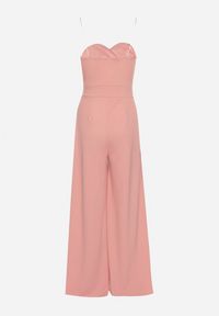 Born2be - Różowy Kombinezon z Trójkątnym Dekoltem na Cienkich Ramiączkach Iliantia. Kolor: różowy. Materiał: tkanina. Długość rękawa: na ramiączkach. Sezon: lato #6