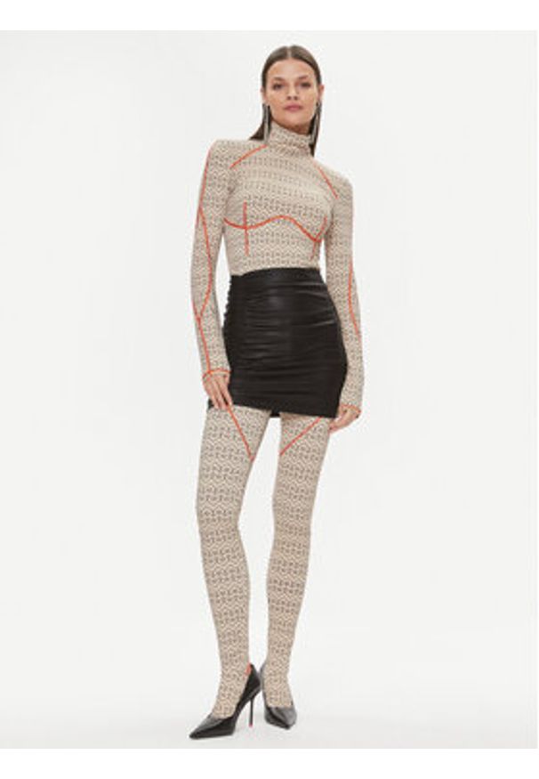 Patrizia Pepe Legginsy 2P1562/J165-XZ02 Beżowy Slim Fit. Kolor: beżowy. Materiał: syntetyk