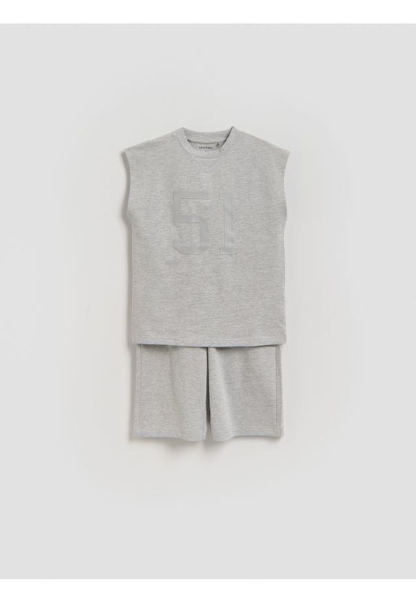 Reserved - Bawełniany komplet - jasnoszary. Kolor: szary. Materiał: bawełna