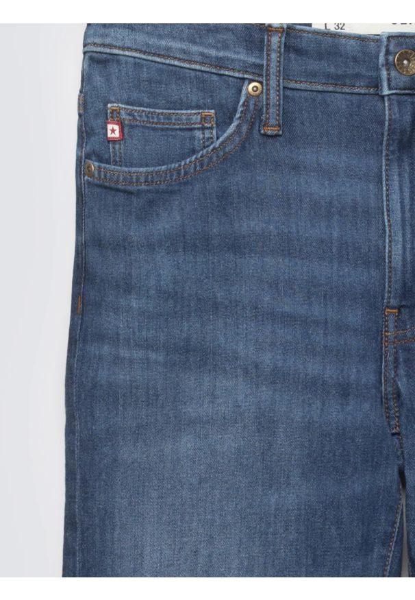 Big-Star - Jeansy męskie dopasowane granatowe Terry High Waist 552. Okazja: na co dzień. Stan: podwyższony. Kolor: niebieski. Styl: klasyczny, casual
