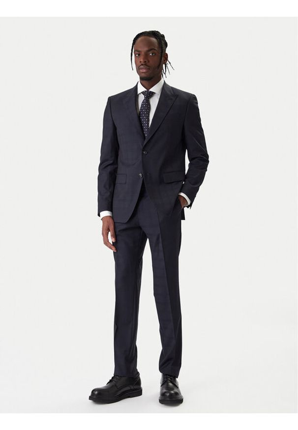 BOSS Garnitur H-Huge 50557259 Granatowy Slim Fit. Kolor: niebieski. Materiał: wełna