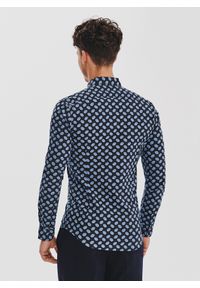 Pako Lorente - PAKO LORENTE – Granatowa koszula w kwiaty. Kolor: czarny, niebieski. Materiał: elastan, bawełna. Długość rękawa: długi rękaw. Długość: długie. Wzór: kwiaty #5