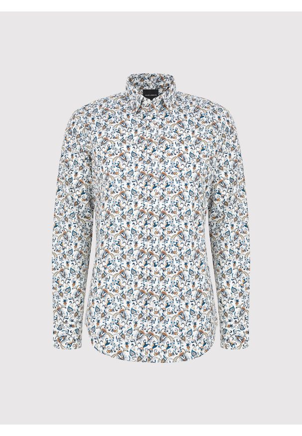 Pako Lorente - PAK LORENTE - Biała koszula męska kolorowe kwiaty. Kolor: biały. Materiał: bawełna, elastan. Długość rękawa: długi rękaw. Długość: długie. Wzór: kolorowy, kwiaty. Sezon: jesień