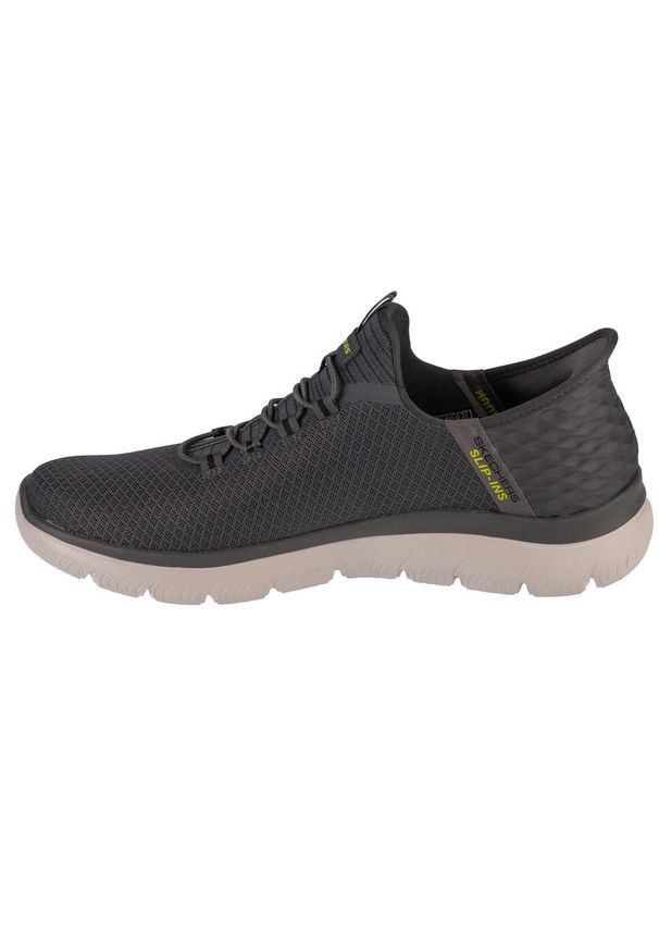 skechers - Męskie SUMMITS HIGH RANGE Slip-On Ciemnoszary. Zapięcie: bez zapięcia. Kolor: szary. Materiał: materiał