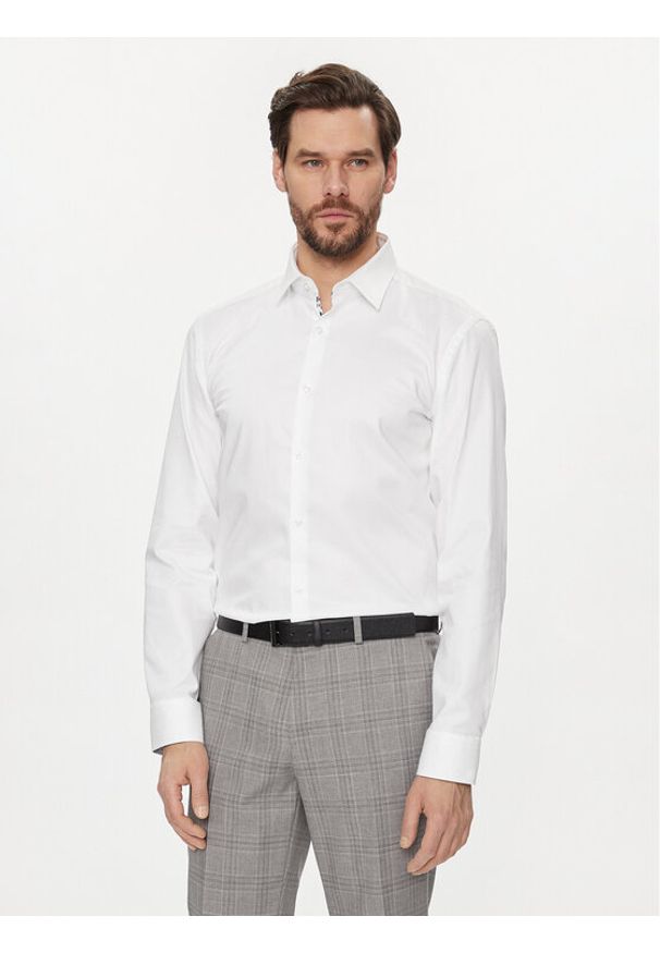 Hugo Koszula Koey 50494500 Biały Slim Fit. Kolor: biały. Materiał: bawełna