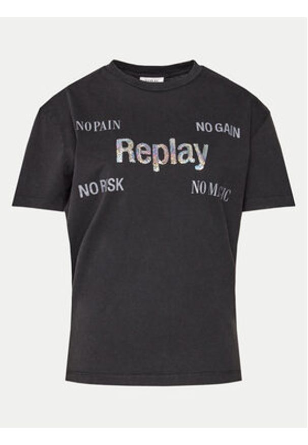 Replay T-Shirt W3072A.000.22658M Czarny Regular Fit. Kolor: czarny. Materiał: bawełna