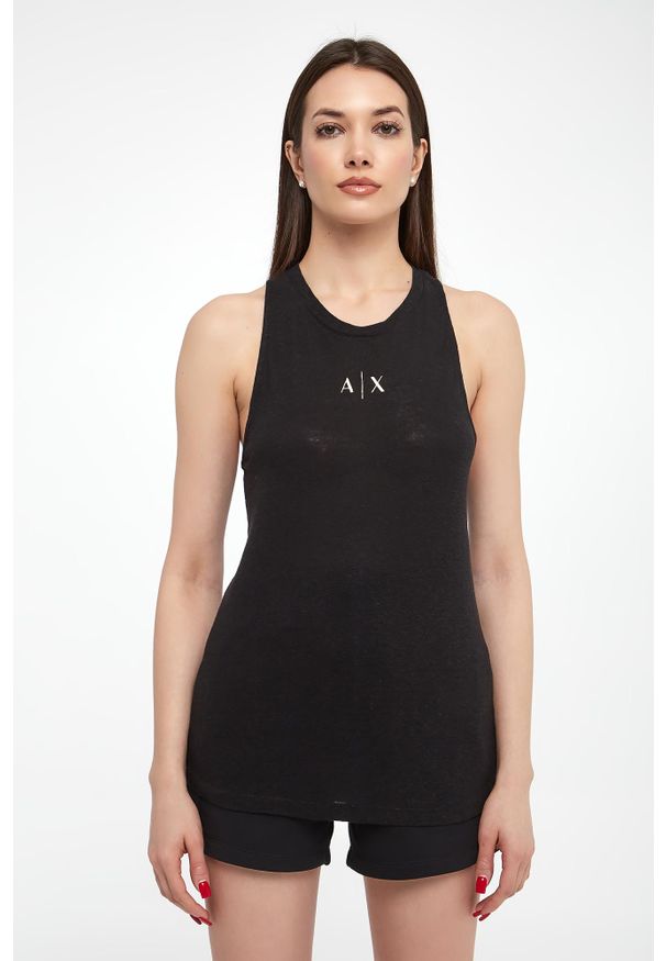 Armani Exchange - Top damski z lnem ARMANI EXCHANGE. Materiał: len