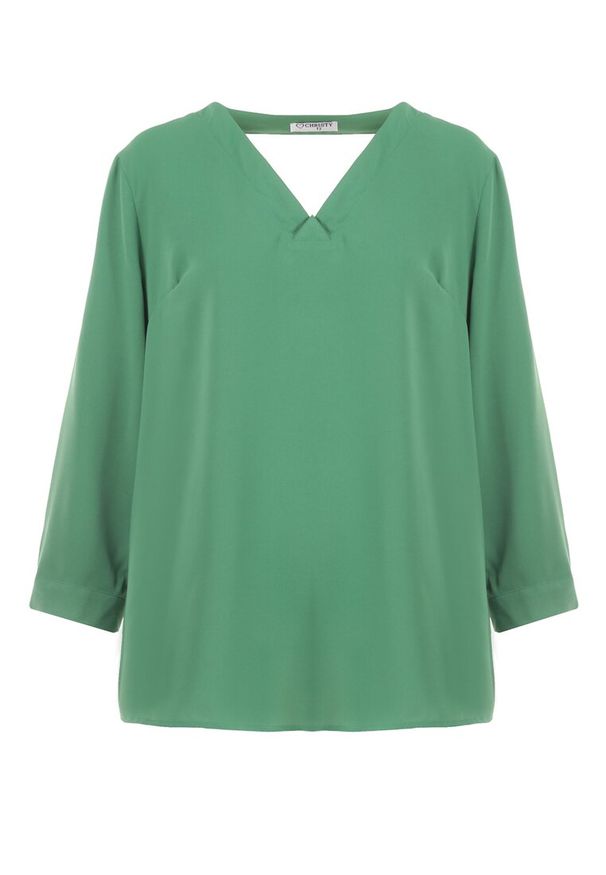 Born2be - Zielona Bluzka Althiope. Okazja: na co dzień. Kolekcja: plus size. Kolor: zielony. Długość rękawa: długi rękaw. Długość: długie. Wzór: gładki. Styl: casual